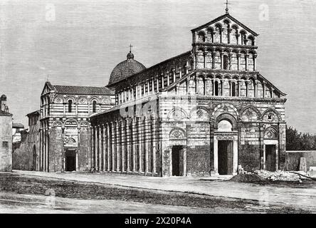 San Paolo a Ripa d'Arno. St. Paul am Ufer des Arno ist eine römisch-katholische Kirche in Pisa. Toskana, Italien. Europa. Zeichnung von Charles Barbant (1844 - 1921) Reise durch die Toskana 1881 von Eugene Muntz (1845 - 1902) Le Tour du Monde 1886 Stockfoto