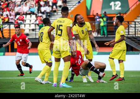 ABIDJAN, ELFENBEINKÜSTE - 14. JANUAR; Mosambik beim TotalEnergies Caf Africa Cup of Nations (Afcon 2023) Spiel zwischen Ägypten und Mosambik AT Stockfoto