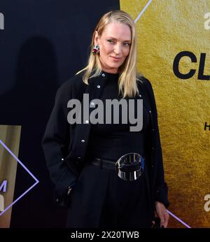 Los Angeles, Usa. April 2024. UMA Thurman nimmt am Donnerstag, den 18. April 2024, am Eröffnungsabend des TCM Classic Film Festivals und am 30. Jahrestag der Präsentation von „Pulp Fiction“ im TCL Chinese Theatre in der Hollywood-Sektion von Los Angeles Teil. Foto: Jim Ruymen/UPI Credit: UPI/Alamy Live News Stockfoto