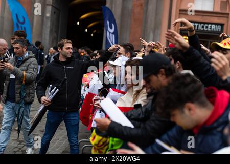 Imola, Italie. April 2024. RODA Giorgio (ita), Proton Competition, Ford Mustang GT3, Porträt, Parade Imola Stadtzentrum während der 6 Stunden von Imola 2024, 2. Runde der FIA Langstrecken-Weltmeisterschaft 2024, vom 18. Bis 21. April 2024 auf dem Autodromo Internazionale Enzo e Dino Ferrari in Imola, Katar - Foto Javier Jimenez/DPPI Credit: DPPI Media/Alamy Live News Stockfoto