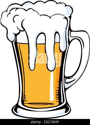 Weißes Bier Glas mit Schaum Vektorsymbol, Konzept der pub Schriftzug, Bier Bar Symbol. Stock Vektor