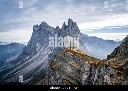 Geissler Group und Seceda im Herbst, Gröden, Bozen, Südtirol, Italien Stockfoto