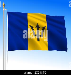 Barbados, offizielle nationale winkende Flagge, karibikland, Vektor-Illustration Stock Vektor