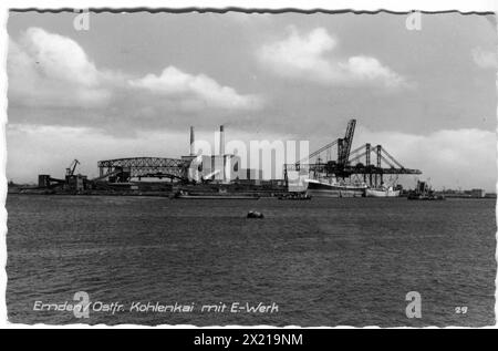 Deutschland, Städte und Gemeinden, Emden, Hafen, Kohleankai und Kraftwerk, Ansichtskarte, ADDITIONAL-RIGHTS-CLEARANCE-INFO-NOT-AVAILABLE Stockfoto