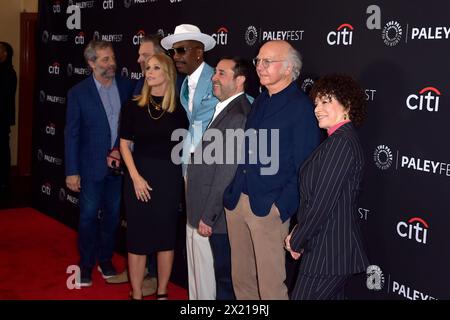 Judd Apatow, Jeff Garlin, Cheryl Hines, J.B. Smoove, Jeff Schaffer, Larry David und Susie Essman beim Screening der HBO Sitcom 'Curb Your enthusiasm / Lass es, Larry!' Auf dem 41. Paleyfest 2024 im Dolby Theatre. Los Angeles, 18.04.2024 Stockfoto