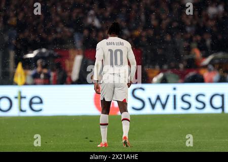 Rom, Italien 18.04.2024: Rafael Leao aus Mailand während der UEFA Europa League 2023-2024, Viertelfinale, Fußballspiel zwischen AS Roma und AC Milan AT Stockfoto