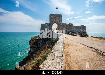 Rekonstruierte Festung am Kap Kaliakra an der Schwarzmeerküste in der Region Dobruja, Bulgarien Stockfoto