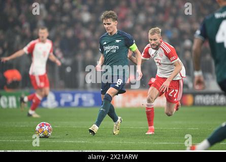 München, Deutschland. April 2024. Martin Odegaard von Arsenal in Aktion während des UEFA Champions League-Viertelfinales im zweiten Leg zwischen Bayern München und Arsenal in der Allianz Arena in München, Deutschland, 17. April 2024. Quelle: Takamoto Tokuhara/AFLO/Alamy Live News Stockfoto