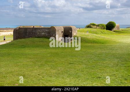 D-Day, deutsche Batterien, Longues-sur-Mer, Calvados, Normandie, Frankreich Stockfoto