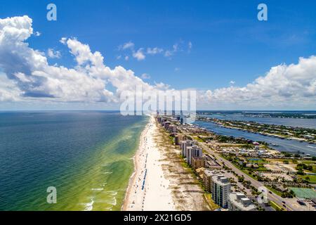 Blick aus der Vogelperspektive auf den Strand von Perdido Key Stockfoto