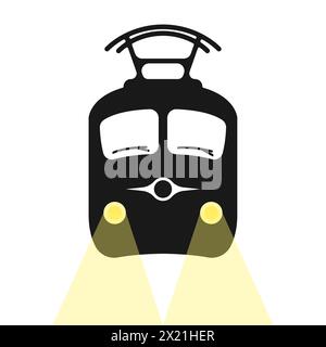 Subway-Silhouette Vektor-Symbol vorn. Öffentliche Verkehrsmittel für Fahrgäste Vektor. Stadtverkehr Straßenbahn schwarz Symbol. Stock Vektor