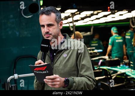 Shanghai, Chine. April 2024. DUPIN Laurent, Canal TV Moderator, während des Formel 1 Lenovo Grand Prix 2024, 5. Runde der Formel 1 Weltmeisterschaft 2024 vom 19. Bis 21. April 2024 auf dem Shanghai International Circuit, in Shanghai, China - Foto Florent Gooden/DPPI Credit: DPPI Media/Alamy Live News Stockfoto