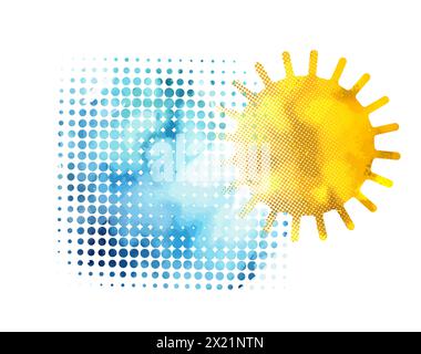 Sonne und blauer Himmel voller Punkte. Nicht AI. Vektorabbildung Stock Vektor