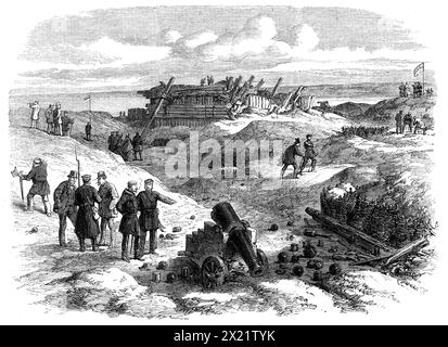 Illustrations of the war in Denmark: Innenraum von No. 4 Redoubt in D&#xfc;ppel, 1864. Gravur '...from eine Skizze von Our Special Artist...[zeigt] den Aspekt von D&#xfc;ppel, seit der Sturm des Krieges über diesen Ort gefegt hat, und hinterlässt viele Spuren seiner Wut.“ Aus Illustrated London News, 1864. Stockfoto