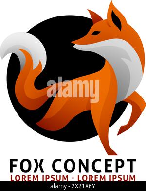 Fox Animal Design Icon Mascot Illustrationskonzept Stock Vektor