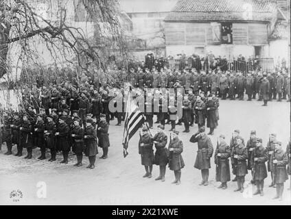 Roosevelt Service, Frankreich, 8. Januar 1919. Am Nachmittag der Beerdigung des Ex-Präsidenten Roosevelt im Hauptquartier der American First Army, Bar-sur-Aube, Frankreich, am 8. Januar 1919. Stockfoto