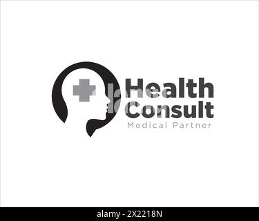 Mind Health Consult Logo-Designs für medizinischen Service und Pflege Stock Vektor