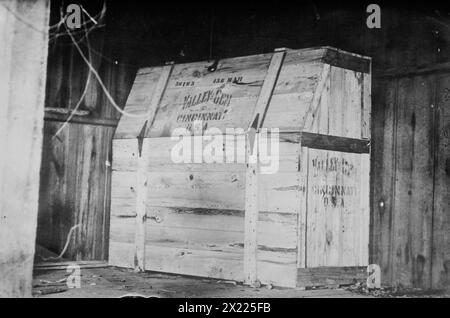 Dynamit-Box in Indianapolis, (Jones Barn), 1910. Zeigt die Jones Scheune in Indianapolis, Indiana. Es handelt sich um die Brüder James McNamara und John McNamara und die Verschwörung und den Prozess der Iron Workers Union, 1910–1911. Die Jones Barn in Indianapolis, Indiana, spielte eine wichtige Rolle bei den McNamara Brothers&#x2019; Dynamit-Verschwörung und Prozess zwischen 1910 und 1911. Die Untersuchung des Bombenanschlags der Los Angeles Times führte dazu, dass die Behörden das Hauptquartier der International Association of Bridge and Structural Iron Workers an diesem Standort überfallen. Stockfoto