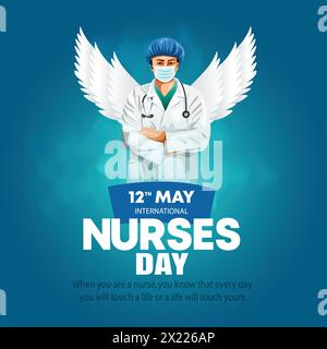 12. Mai. Happy International Nurse Day Hintergrund. Abstraktes Vektor-Illustrationsdesign Stock Vektor
