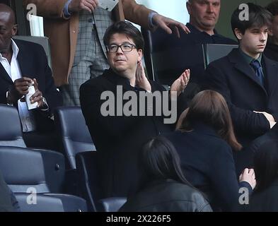 Michael McIntyre Komiker. - Tottenham Hotspur / Nottingham Forest, Premier League, Tottenham Hotspur Stadium, London, UK - 7. April 2024. Nur redaktionelle Verwendung – es gelten Einschränkungen für DataCo Stockfoto