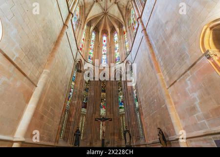 Der Chor des Dominikanerklosters oder des Klosters Batalha in der Stadt Batalha, Provinz Beira Litoral, Portugal. Errichtet 1385 agter Sieg über t Stockfoto