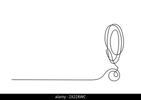 Ausrufezeichen linearer Hintergrund. Eine durchgehende Linienzeichnung eines Ausrufezeichens auf weißem Hintergrund. Vektorabbildung. Das Ausrufezeichen ist Stock Vektor
