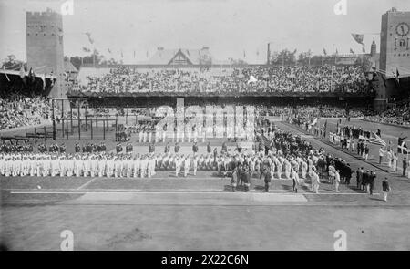 Eröffnungstag, Olympische Spiele In Stockholm, 1912. Im Zusammenhang mit den 5. Olympischen Spielen, die 1912 in Stockholm, Schweden, stattfanden. Stockfoto