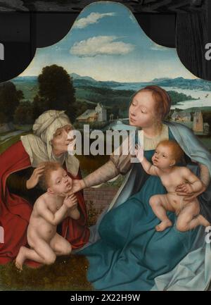 Jungfrau und Kind mit den Heiligen Elisabeth und Johannes dem Täufer, 1520-25. Stockfoto