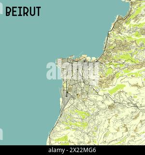Beirut Libanon Karte Poster Kunst Stock Vektor