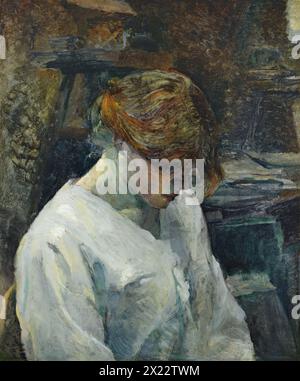 La Rousse in einer weißen Bluse, 1889. Lautrec stellt Carmen Gaudin dar, ein Mädchen aus der Arbeiterklasse, das er 1884 in der Avenue Clichy entdeckt hatte und mit dem er sich sofort fasziniert fühlte. Mit ihren roten Haaren und ihrer weißen Haut, die ihr hilfloses und melancholisches Aussehen verstärkten, war sie genau der Typ junger Frau, den er gerne darstellte, und sie wurde deshalb Gegenstand mehrerer Gemälde, die in diesen Jahren ausgeführt wurden. Stockfoto