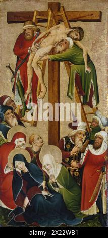 Der Abstieg vom Kreuz (Recto), 1420. Diese Platte, die auf beiden Seiten lackiert ist, kann der Flügel eines Diptychons oder eines Triptychons sein. Stockfoto