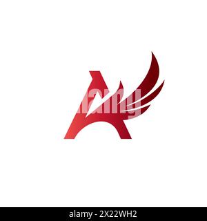 Logo mit Flügelbuchstaben. Ein anfänglicher Logo-Vektor Stock Vektor