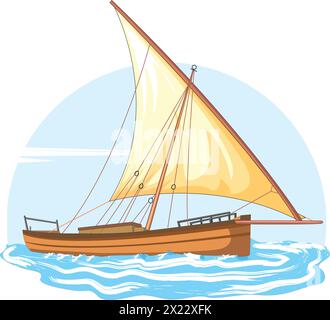 Vektor-Segelboot in einem Ozean-Vektor Stock Vektor