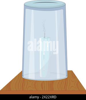 Vektorillustration, die eine Kerze in einem Glas zeigt, das auf einem Holzbrett platziert wird Stock Vektor