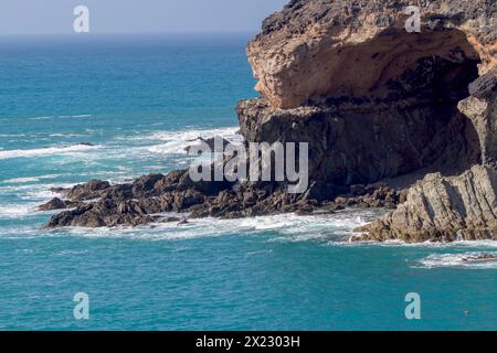 Die Höhlen und Grotten von Ajuy, Caleta Negra, Black Bay, Fuerteventura, Kanarischen Inseln, Spanien Stockfoto