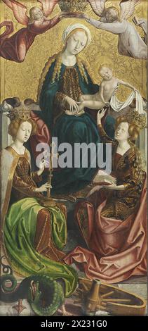 Die Jungfrau und das Kind mit der Heiligen Margarete und der Heiligen Katharina, 1500. Stockfoto