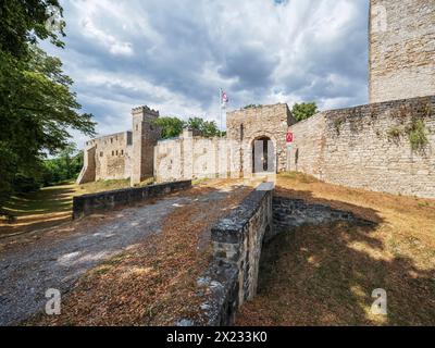 Die Ruine von Schloss Eckartsburg, Eckartsberga, Sachsen-Anhalt, Deutschland Stockfoto