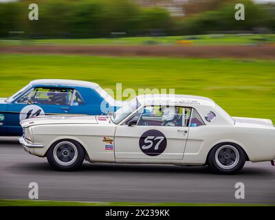 Ein weißer Ford Mustang aus dem Jahr 1965 im Ken Miles Cup, Goodwood Member Meeting 81 mm Stockfoto