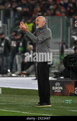 Roma, Italien. April 2024. Italien, 29. märz 2024: Stefano Pioli beim Viertelfinalspiel der UEFA Europa League 2023-2024 zwischen Roma und Mailand im Olimpico-Stadion, Italien (Felice de Martino/SPP) Foto: SPP Sport Press Photo. /Alamy Live News Stockfoto