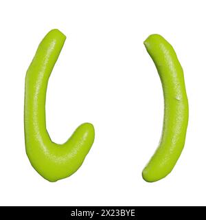 3D-Darstellung von isolierten Wasabi-japanischen Hiragana-Zeichen oder Buchstaben auf weißem Hintergrund Stockfoto