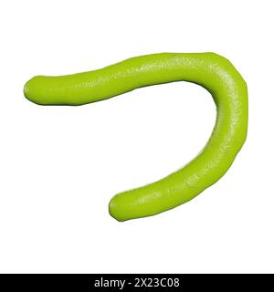 3D-Darstellung von isolierten Wasabi-japanischen Hiragana-Zeichen oder Buchstaben auf weißem Hintergrund Stockfoto