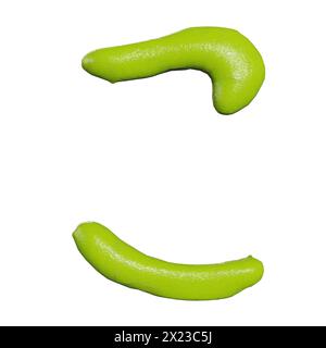 3D-Darstellung von isolierten Wasabi-japanischen Hiragana-Zeichen oder Buchstaben auf weißem Hintergrund Stockfoto