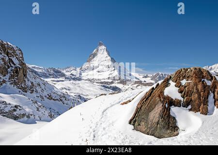 Schweizer Alpen mit Matterhorn, Zermatt, Wallis, Schweiz Stockfoto