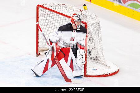 Zürich, 16. April 2024: #31 Connor Hughes, Torhüter Lausanne HC. (Quelle: DieBildmanufaktur/Andreas Haas) Stockfoto