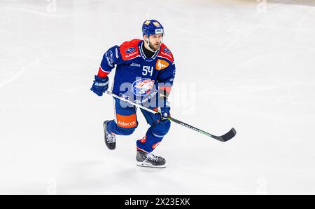 Zürich, 16. April 2024: #54 Christian Marti, Verteidiger ZSC Lions. (Quelle: DieBildmanufaktur/Andreas Haas) Stockfoto