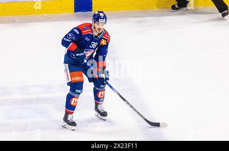 Zürich, 16. April 2024: #38 Rudolfs Balcer, Stürmer ZSC Lions. (Quelle: DieBildmanufaktur/Andreas Haas) Stockfoto