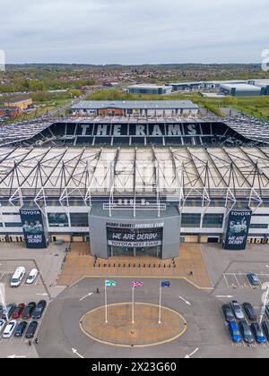 Derby County Football Club, Pride Park Stadium. Luftbild. April 2024 Stockfoto