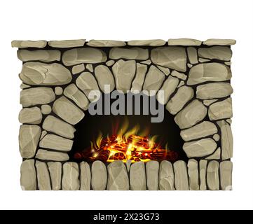 Antiker Steinofen mit Kaminstruktur Stock Vektor