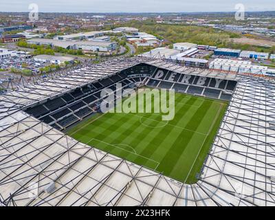 Derby County Football Club, Pride Park Stadium. Luftbild. April 2024 Stockfoto