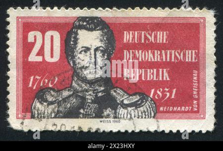DEUTSCHLAND - UM 1960: Deutsche Briefmarke, zeigt Neidhardt von Gneisenau, um 1960 Stockfoto